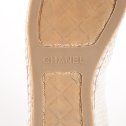 Chanel Mesh Lambskin Espadrilles 39 White Black 8 of 10