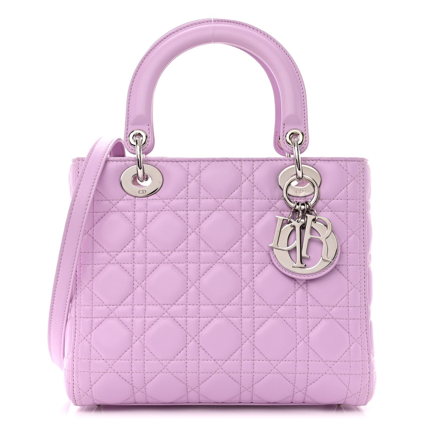 Christian Dior CHRISTIAN DIOR Lambskin Cannage Medium Lady Dior Purple 1 of 12