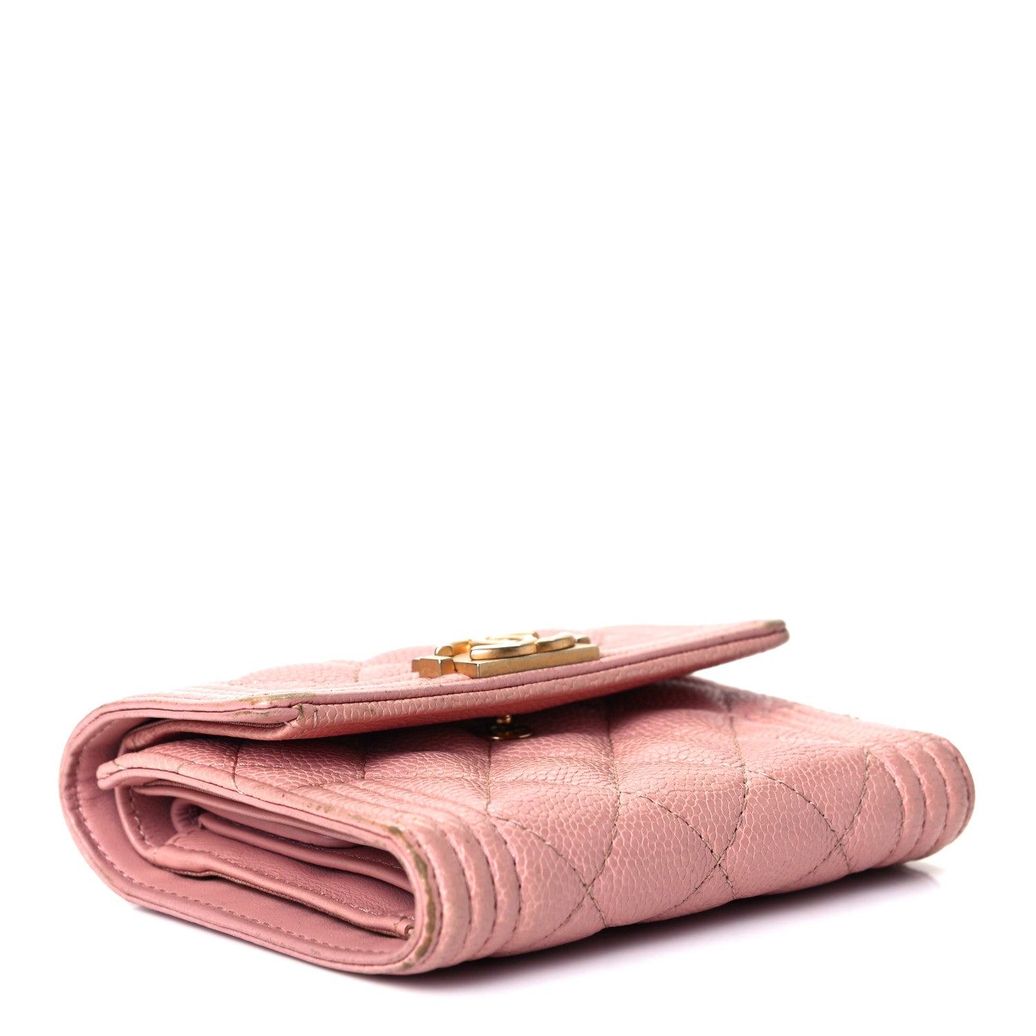 Chanel Caviar Quilted Boy Compact Wallet Pink 4 of 10