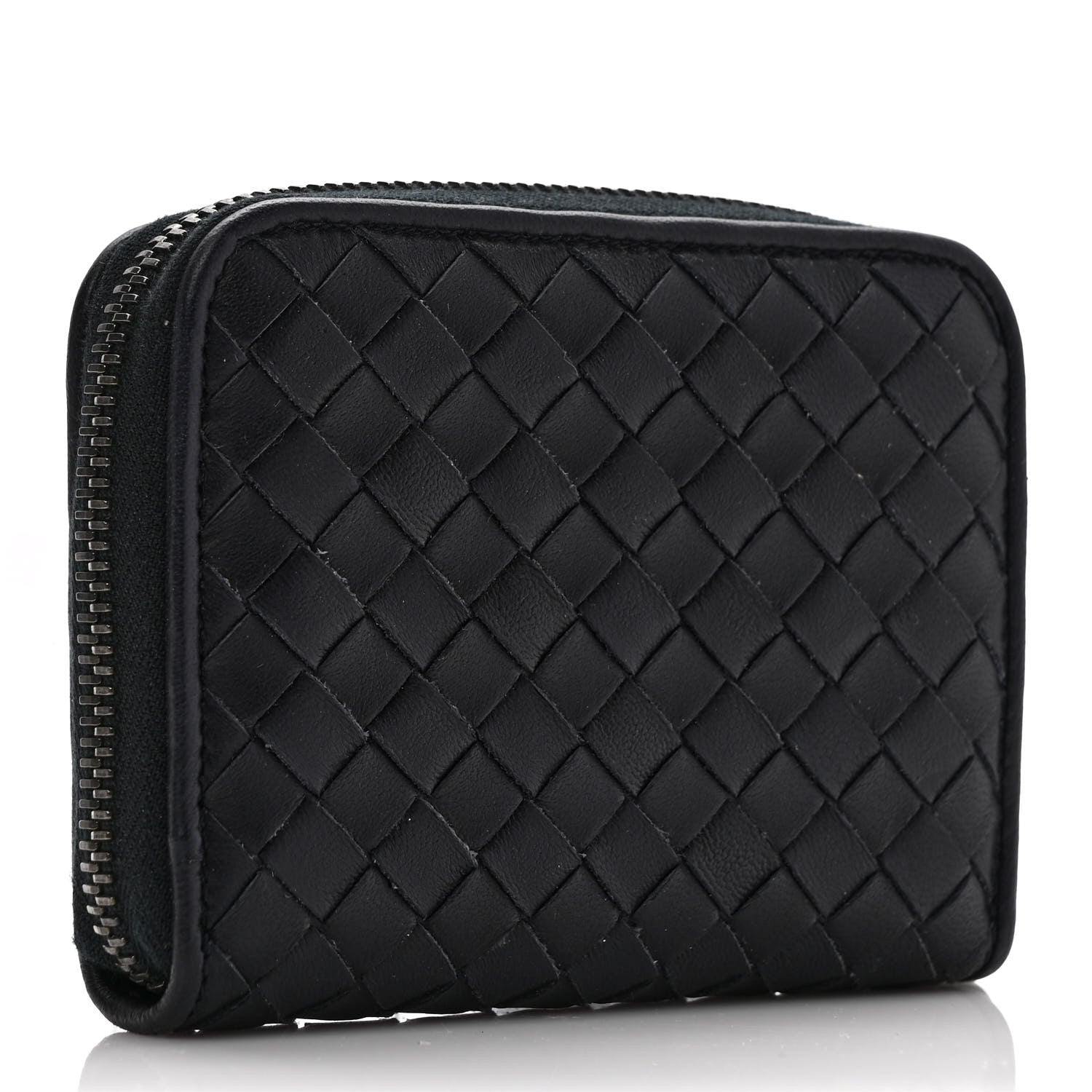 Bottega Veneta Nappa Intrecciato Zip Around Card Holder Navy 3 of 6