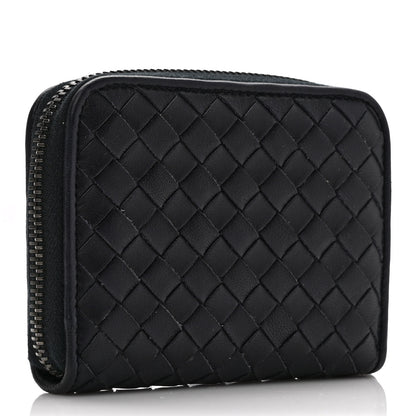 Bottega Veneta Nappa Intrecciato Zip Around Card Holder Navy 3 of 6