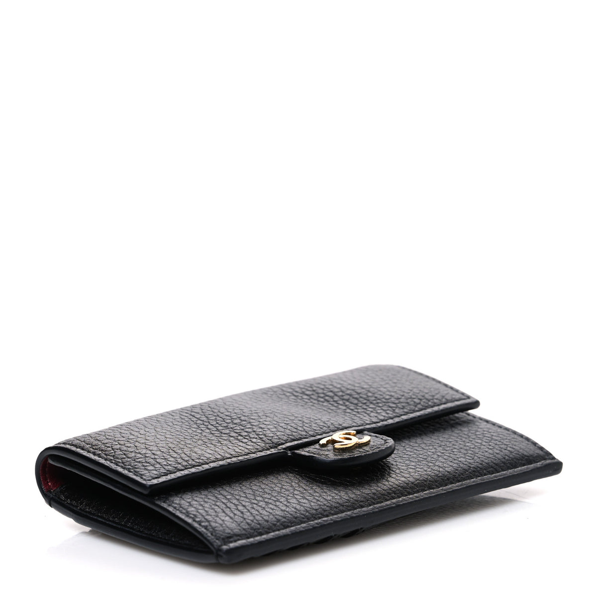 Grained Calfskin CC Flap Card Holder  Black