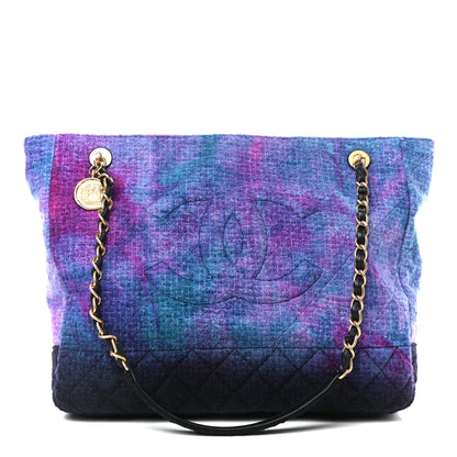 Chanel Wool Tweed CC Tote Purple Black Blue 1 of 5