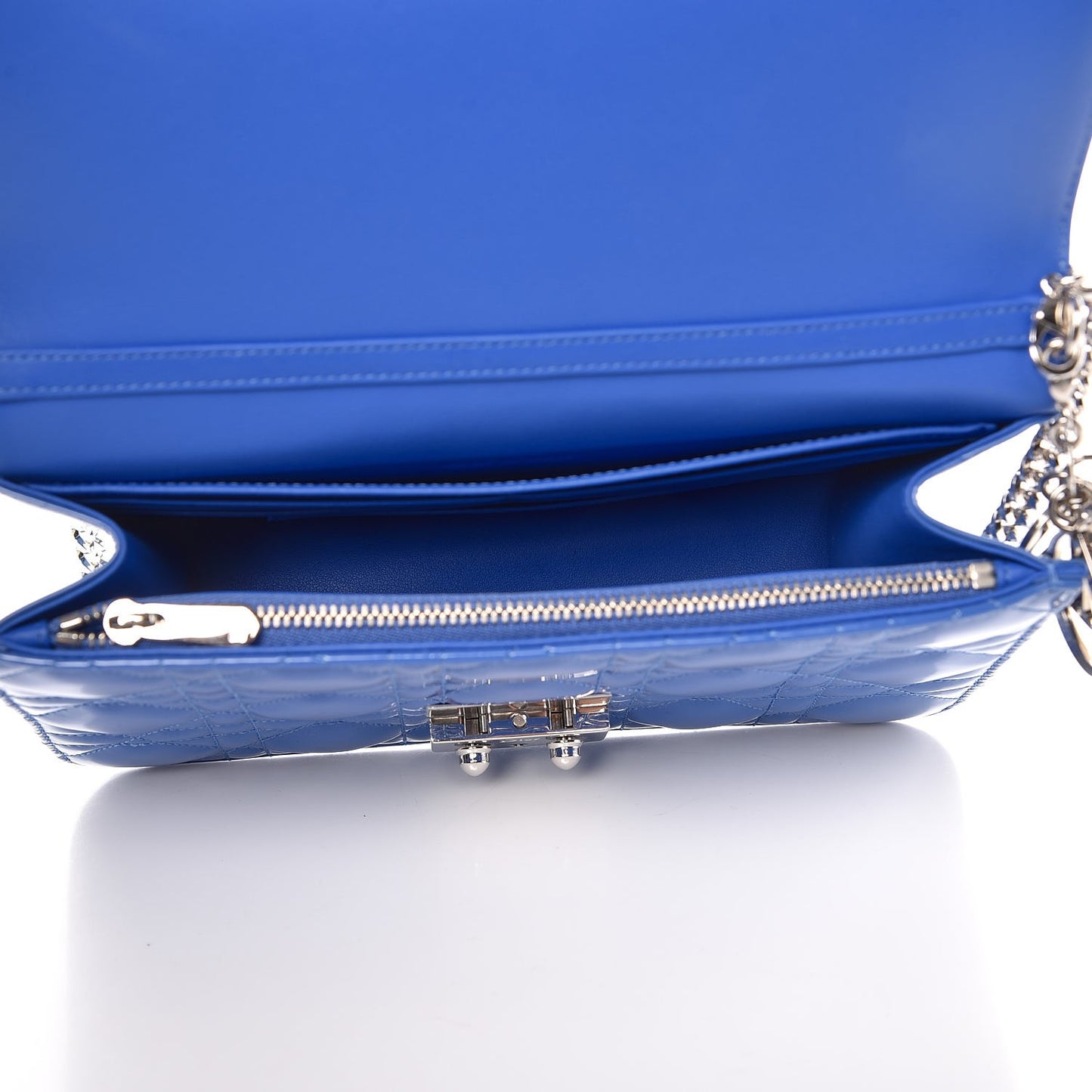 Patent Cannage Miss Dior Promenade Pouch Blue