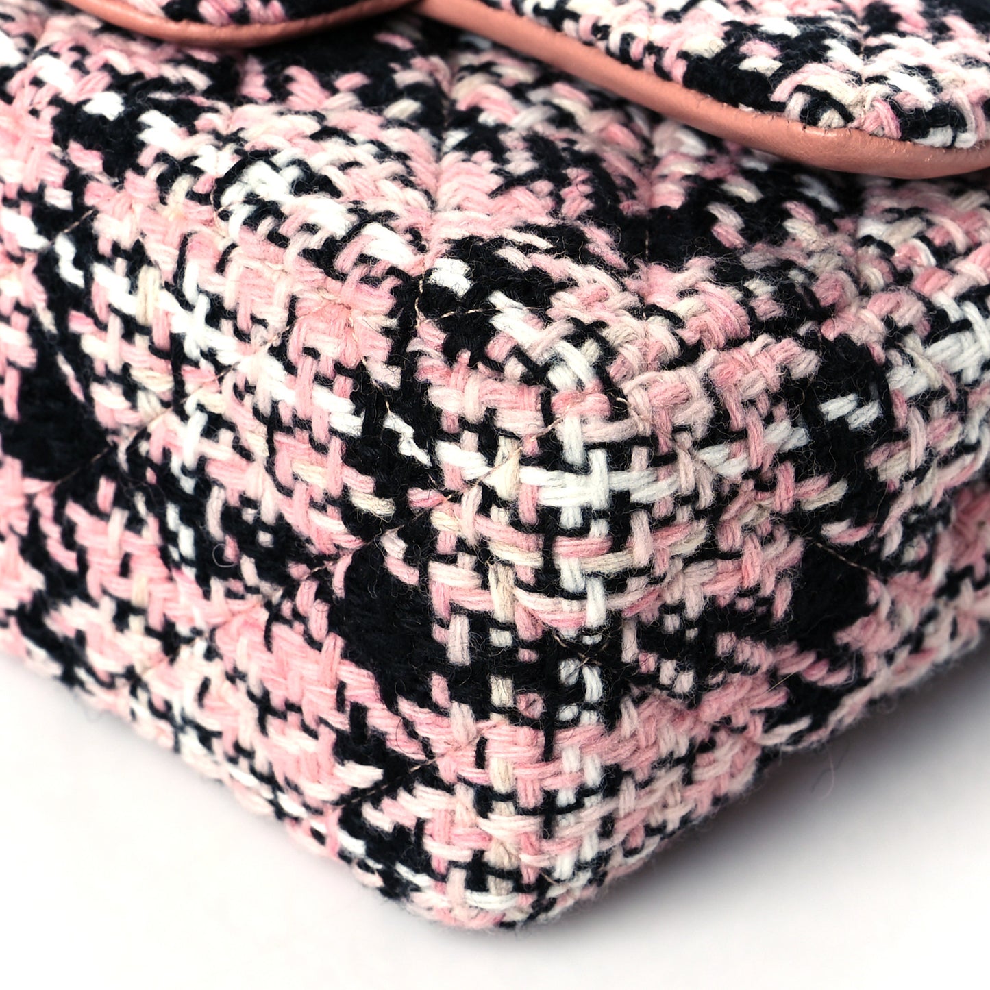 Tweed Quilted Mini Rectangular Flap Pink Black White