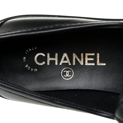 Chanel Lambskin Quilted CC Turnlock Loafers 37.5 Black 7 of 8