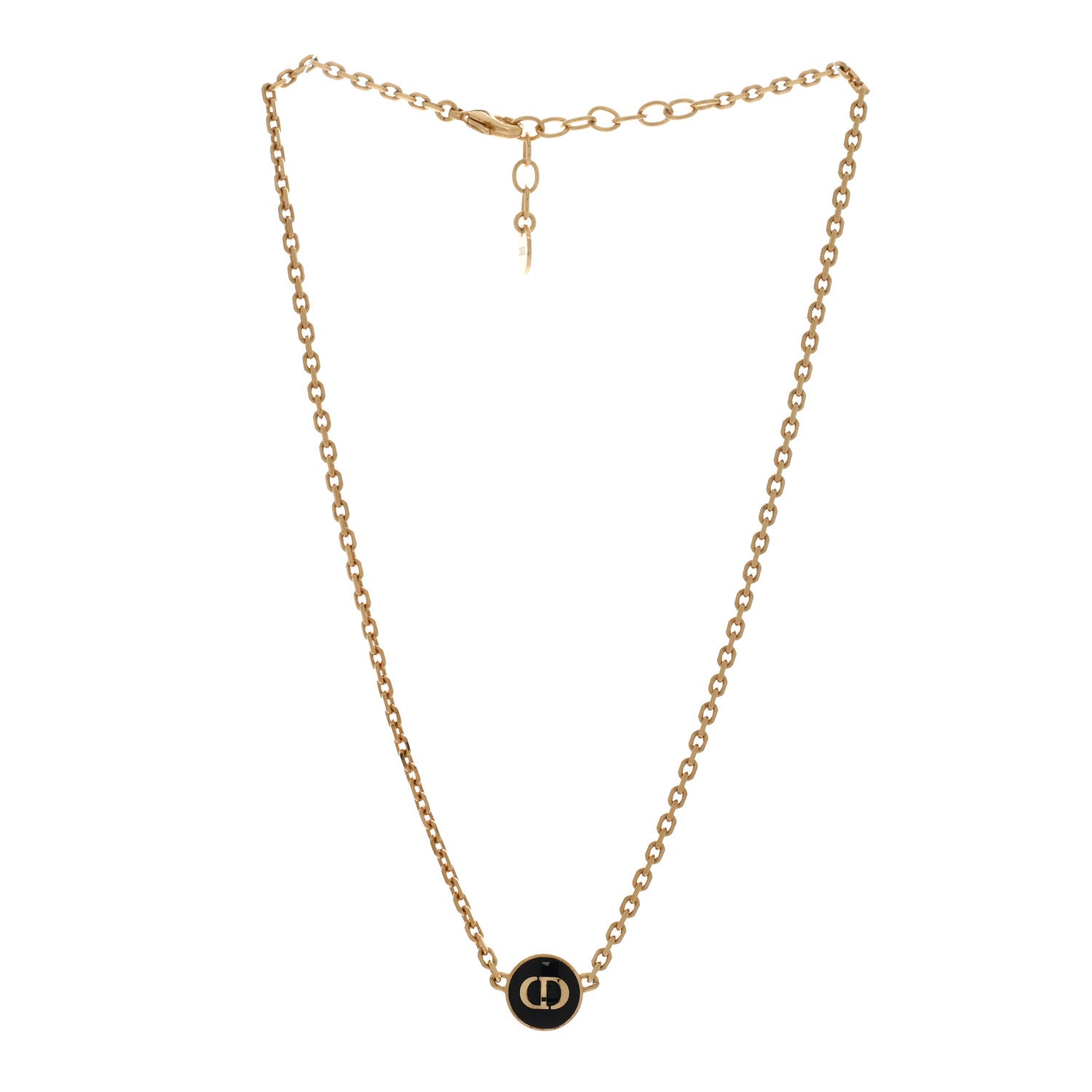 Christian Dior Metal CD Logo Necklace Gold Black 3 of 4