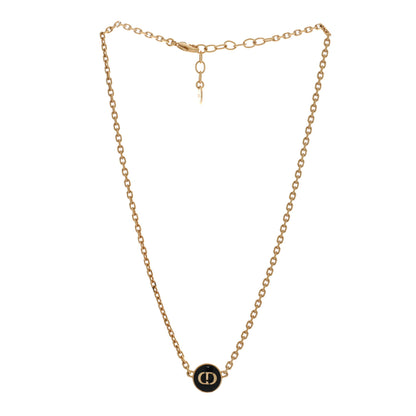 Christian Dior Metal CD Logo Necklace Gold Black 3 of 4