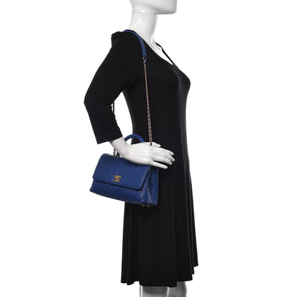 Chanel Caviar Chevron Quilted Mini Coco Handle Flap Blue 2 of 11