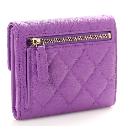 Chanel Caviar Quilted Compact Flap Wallet Purple 3 of 11