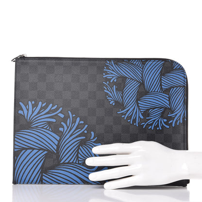 Louis Vuitton Damier Graphite Rope Pochette Jour GM Blue 2 of 6
