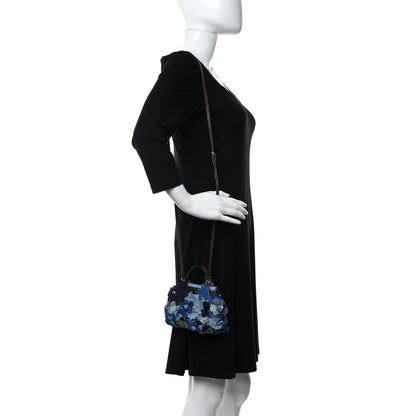 Fendi Denim Flowers Micro Peekaboo Iconic Satchel Blue 2 of 9