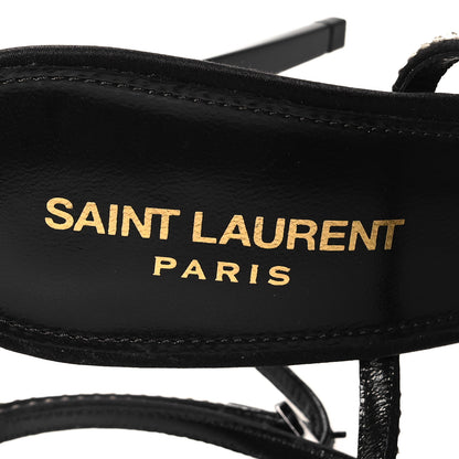 Saint Laurent Crepe Satin Strass 110 Ankle Strap Sandals 38 Black 7 of 8