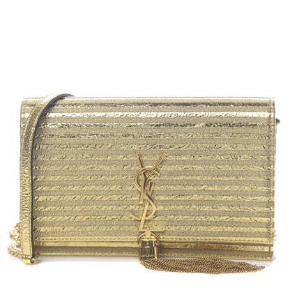 Saint Laurent Metallic Goatskin Lambskin Classic Monogram Kate Tassel Chain Wallet Gold 1 of 10
