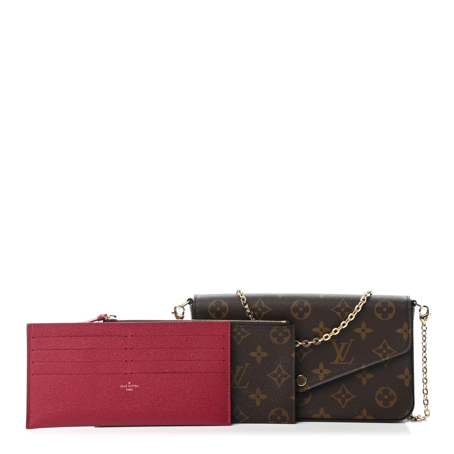 Monogram Pochette Felicie Chain Wallet Fuchsia