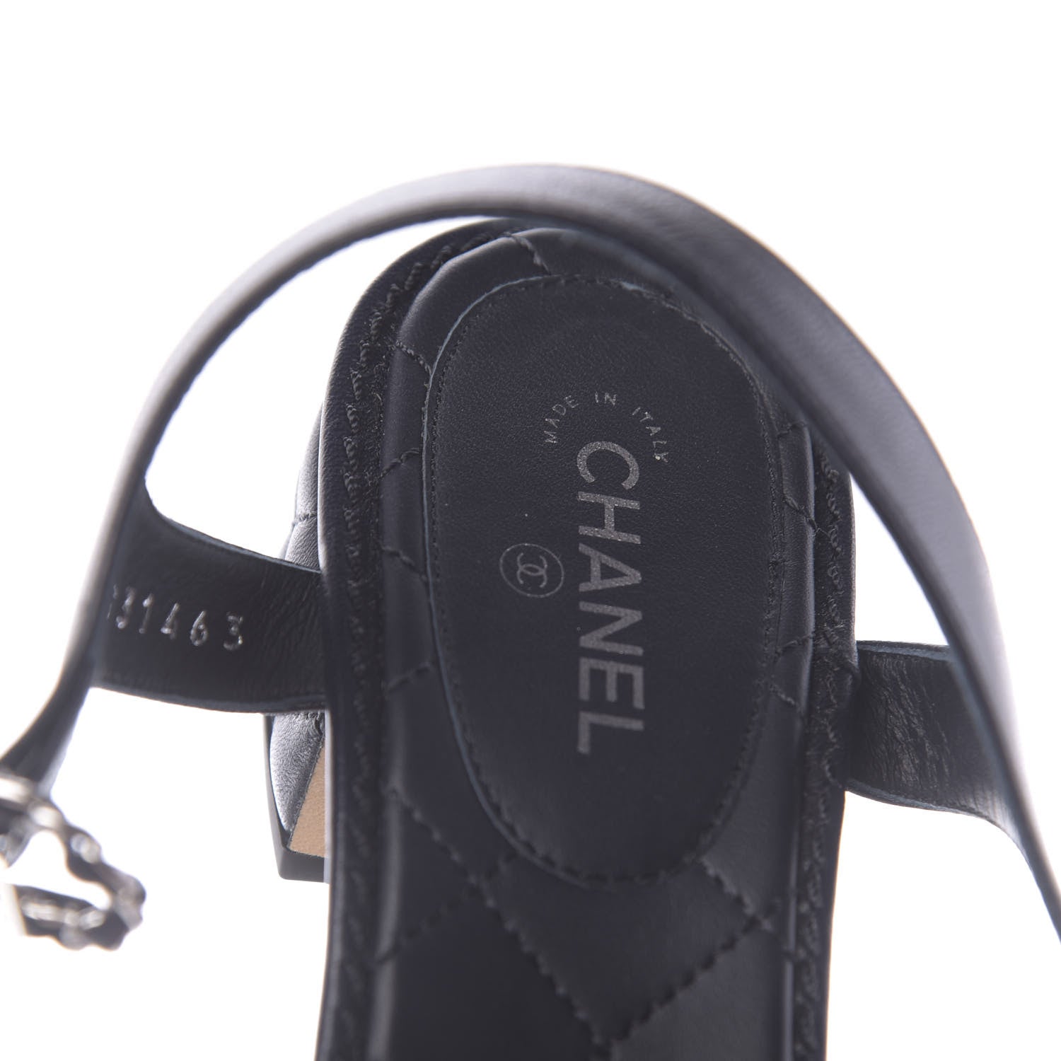 Chanel Lambskin Chain CC Logo Thong Sandals 38.5 Navy 6 of 10