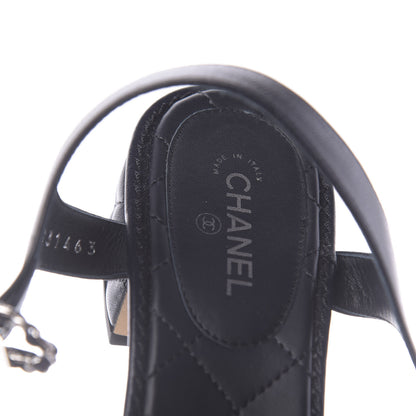 Chanel Lambskin Chain CC Logo Thong Sandals 38.5 Navy 6 of 10