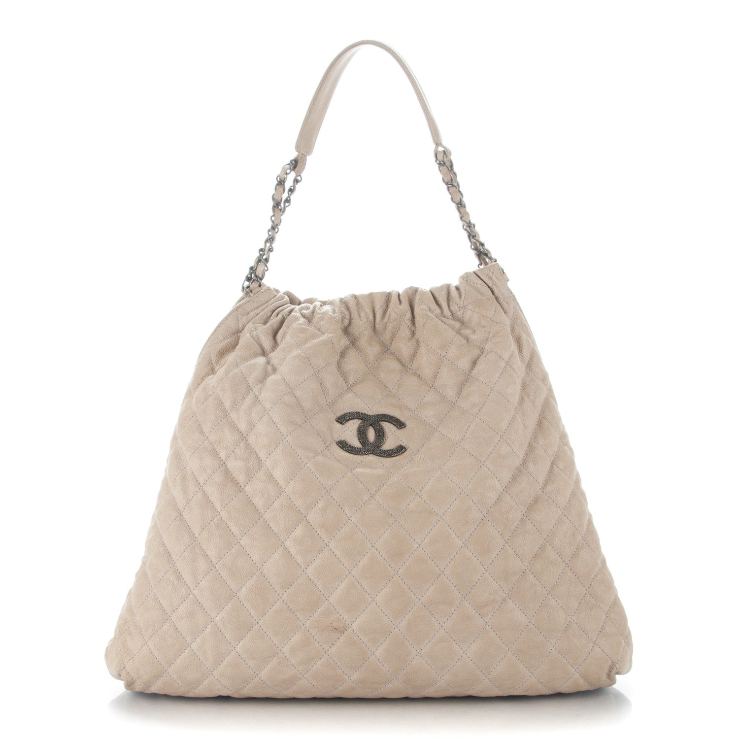 Chanel Caviar Quilted Large Elastic Tote Gray 9 of 13