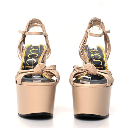 Gucci Malaga Kid Knotted Strap Crawford Platform Sandals 37 Skin Rose 2 of 8