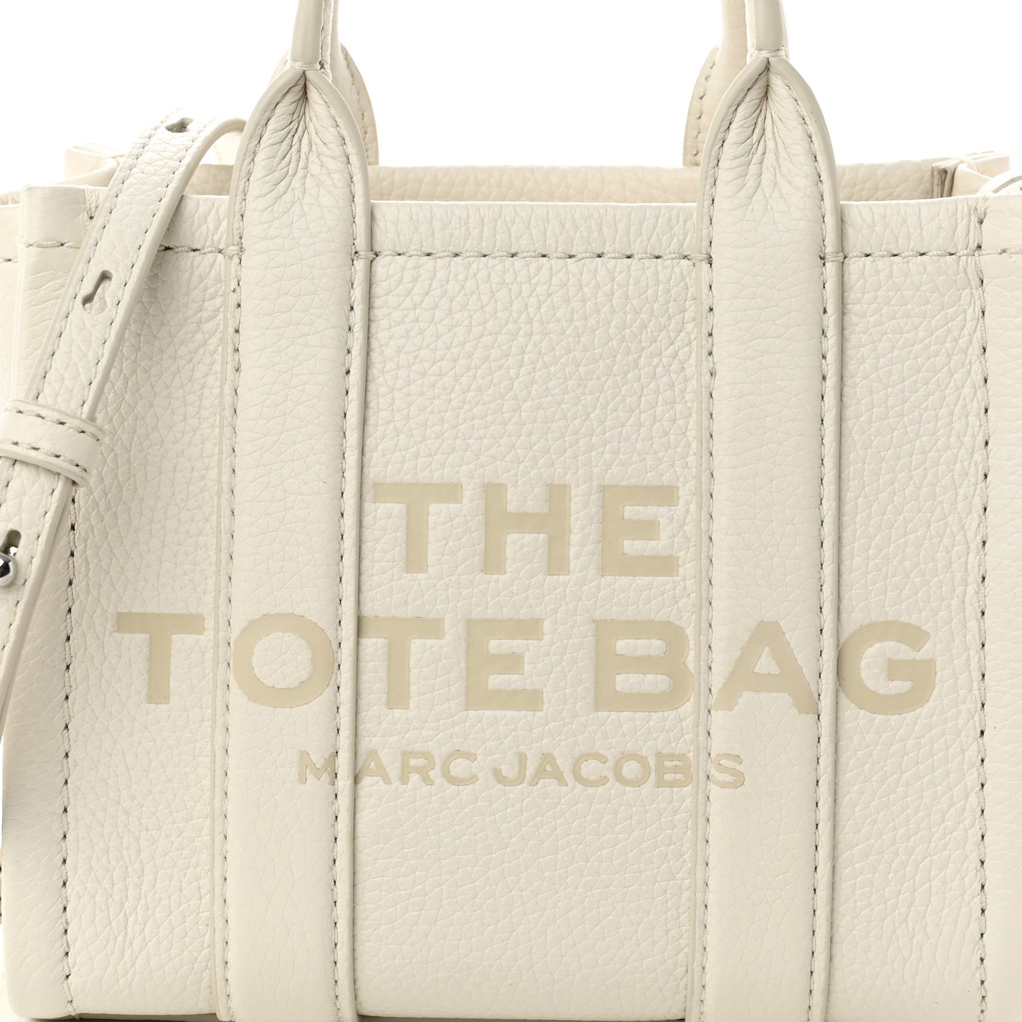 Grained Calfskin Micro The Tote Bag Cotton Silver