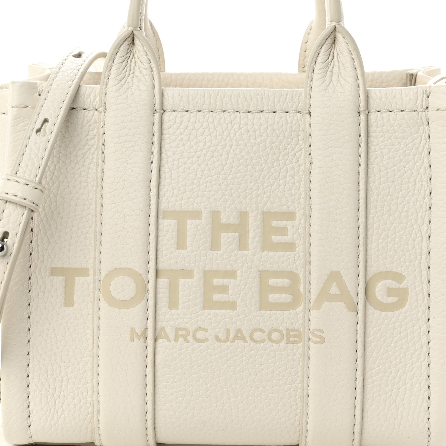 Marc Jacobs Grained Calfskin Micro The Tote Bag Cotton Silver 8 of 10