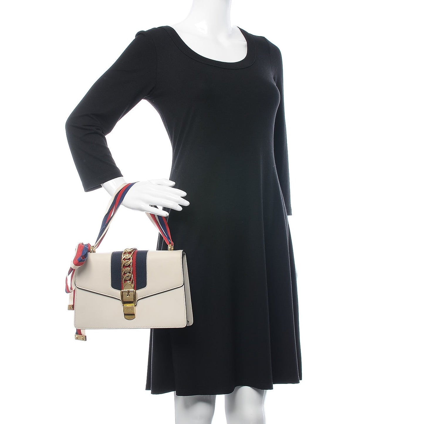 Calfskin Small Sylvie Shoulder Bag Off White