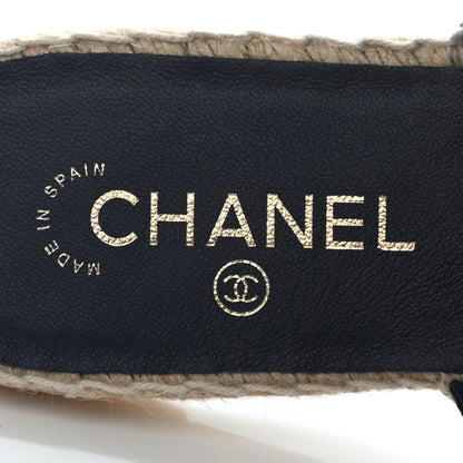 Chanel Lambskin Grosgrain Quilted CC Chain Espadrille Mules 41 Black 5 of 10