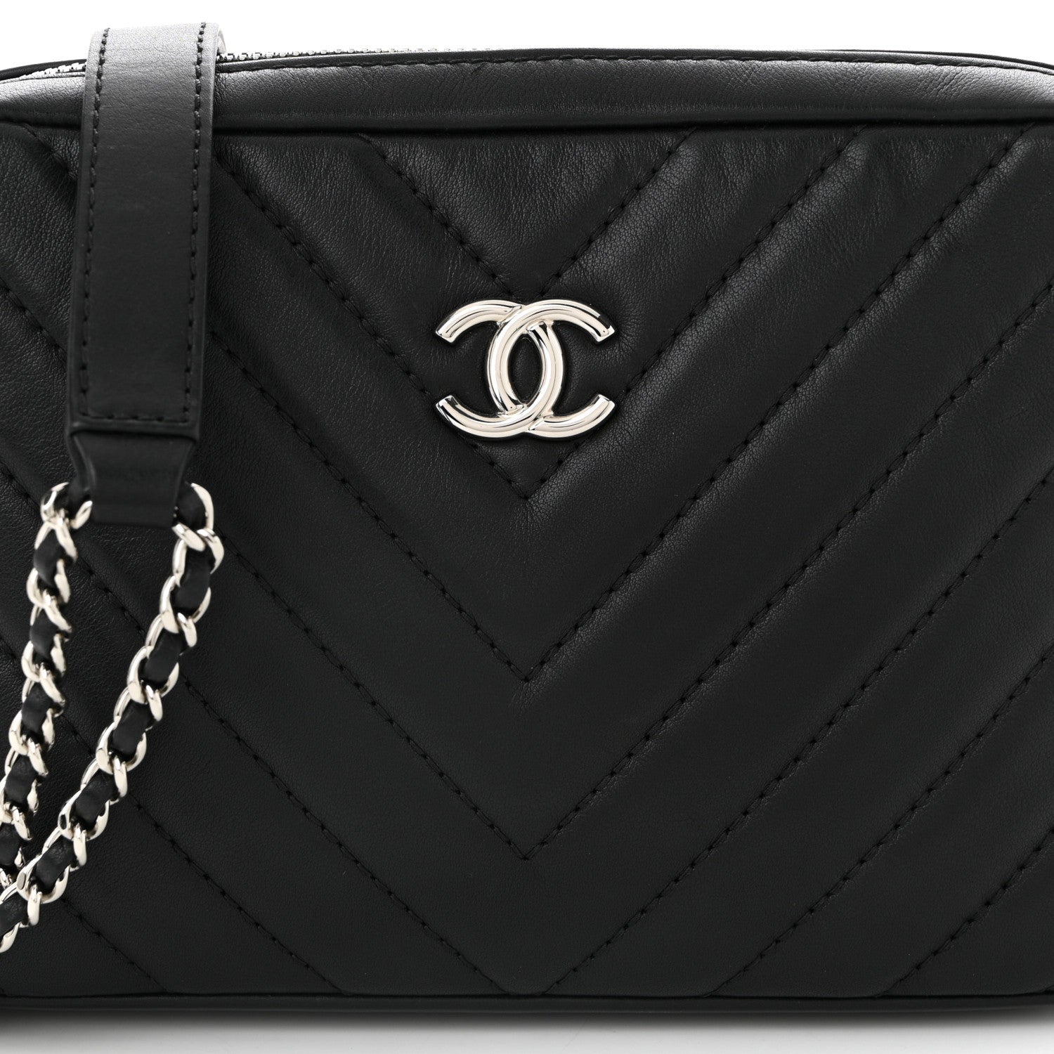 Chanel Lambskin Chevron Quilted Small Promenade Camera Black 8 of 11