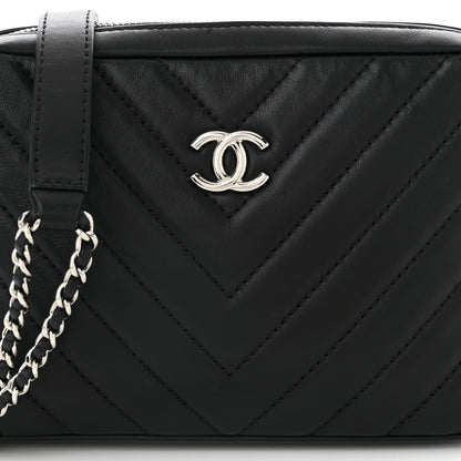 Chanel Lambskin Chevron Quilted Small Promenade Camera Black 8 of 11