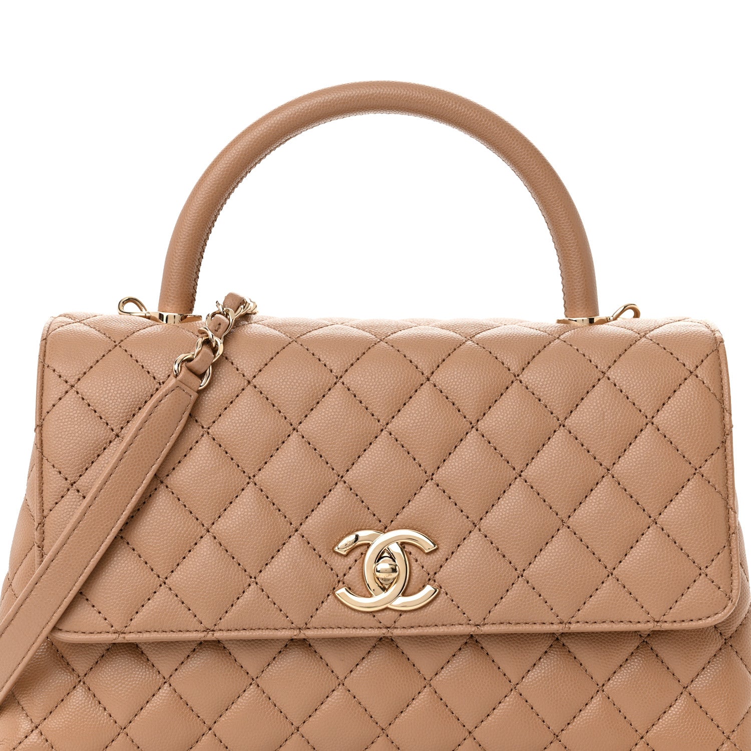 Chanel Caviar Quilted Small Coco Handle Flap Beige 8 of 13