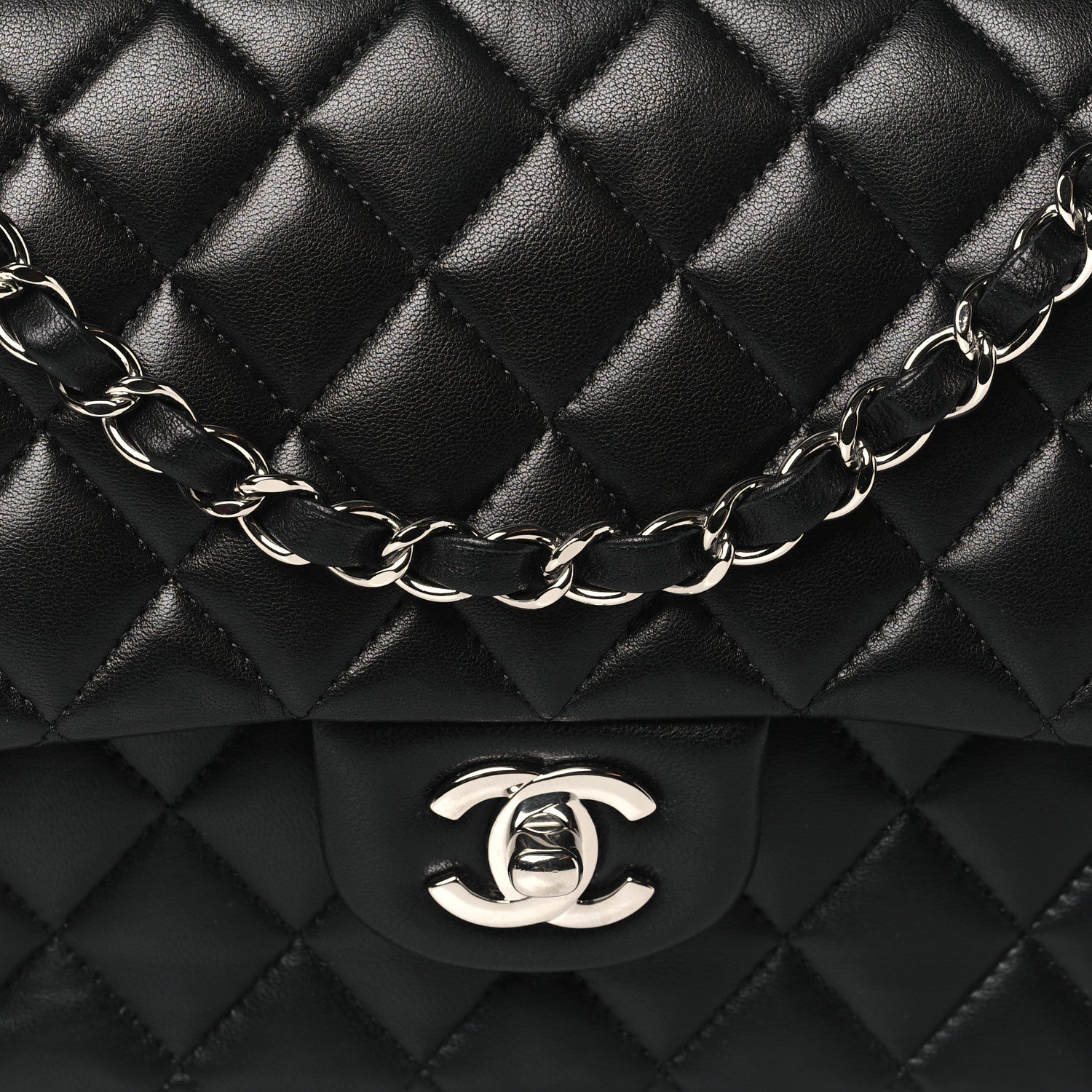 Chanel Lambskin Quilted Medium Double Flap Black 8 of 10