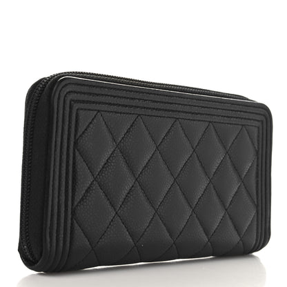 Chanel Caviar Quilted Boy Long Zip Around Wallet Black 3 of 8