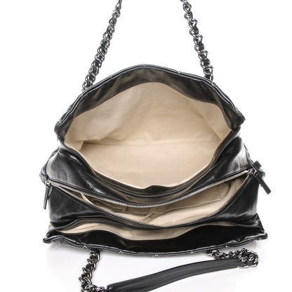 Chanel Glazed Goatskin Double Contrast Stitch Large Tote Black 5 of 7