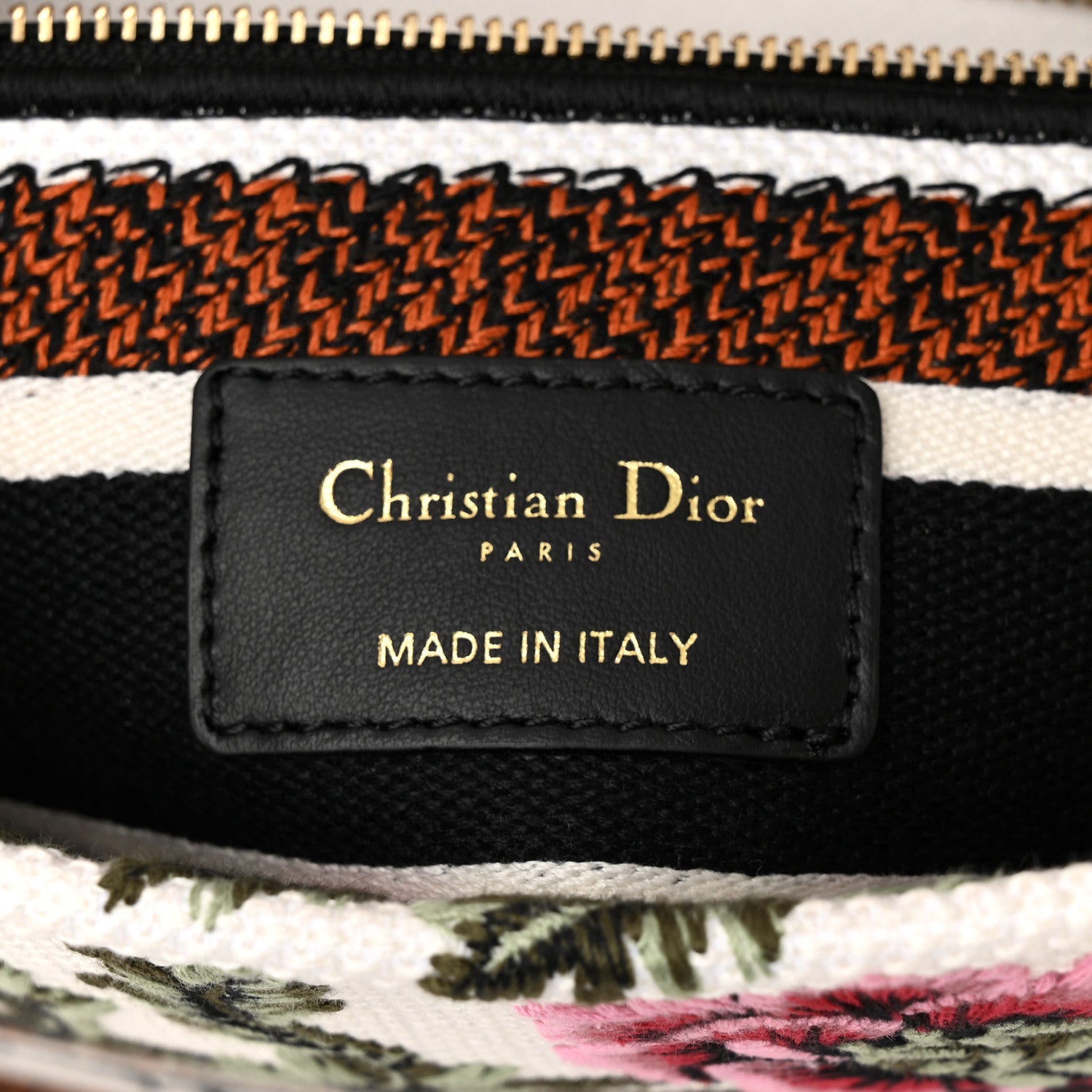 Christian Dior Canvas Embroidered Medium Lady D-Lite Ecru Multicolor 6 of 11