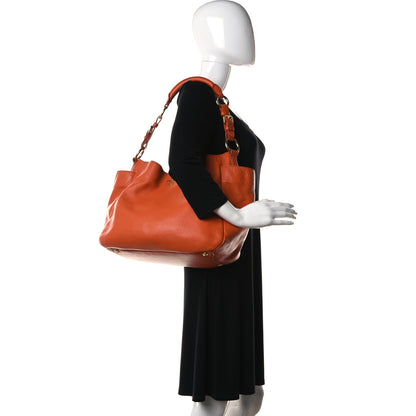 Prada Vitello Daino Side Pocket Hobo Papaya 2 of 15