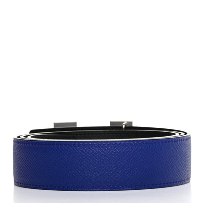 Hermes Epsom Swift 32mm Strie H Belt 95 Bleu Electrique Black 2 of 7