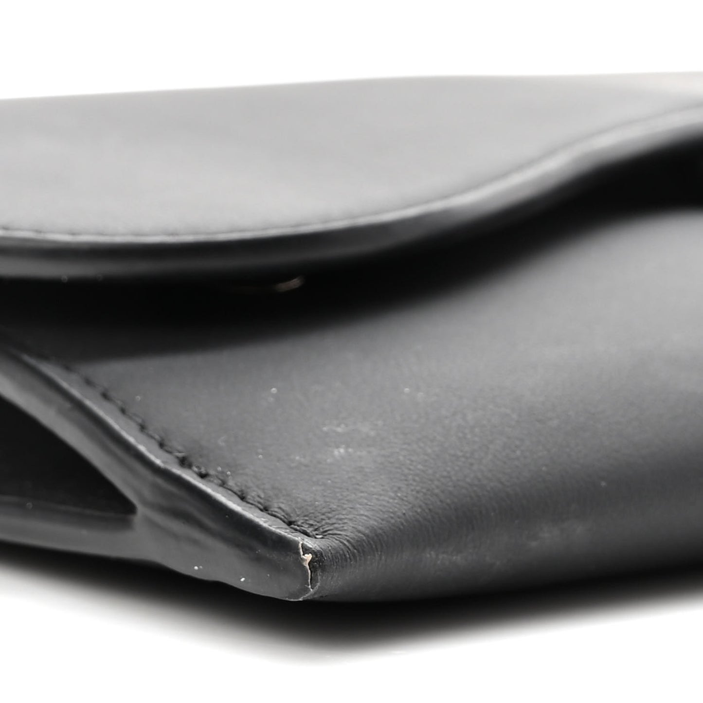 Ultra Matte Calfskin Saddle Chain Wallet Pouch Black
