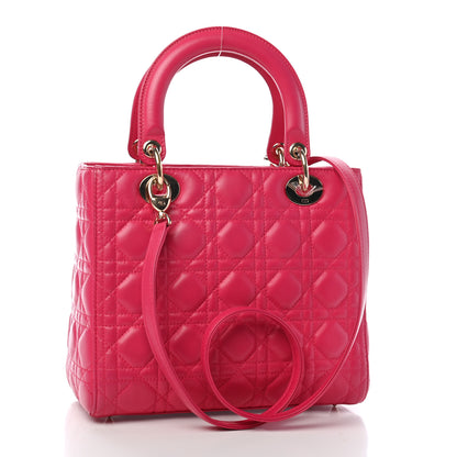 Christian Dior Lambskin Cannage Medium Lady Dior Pink 2 of 8