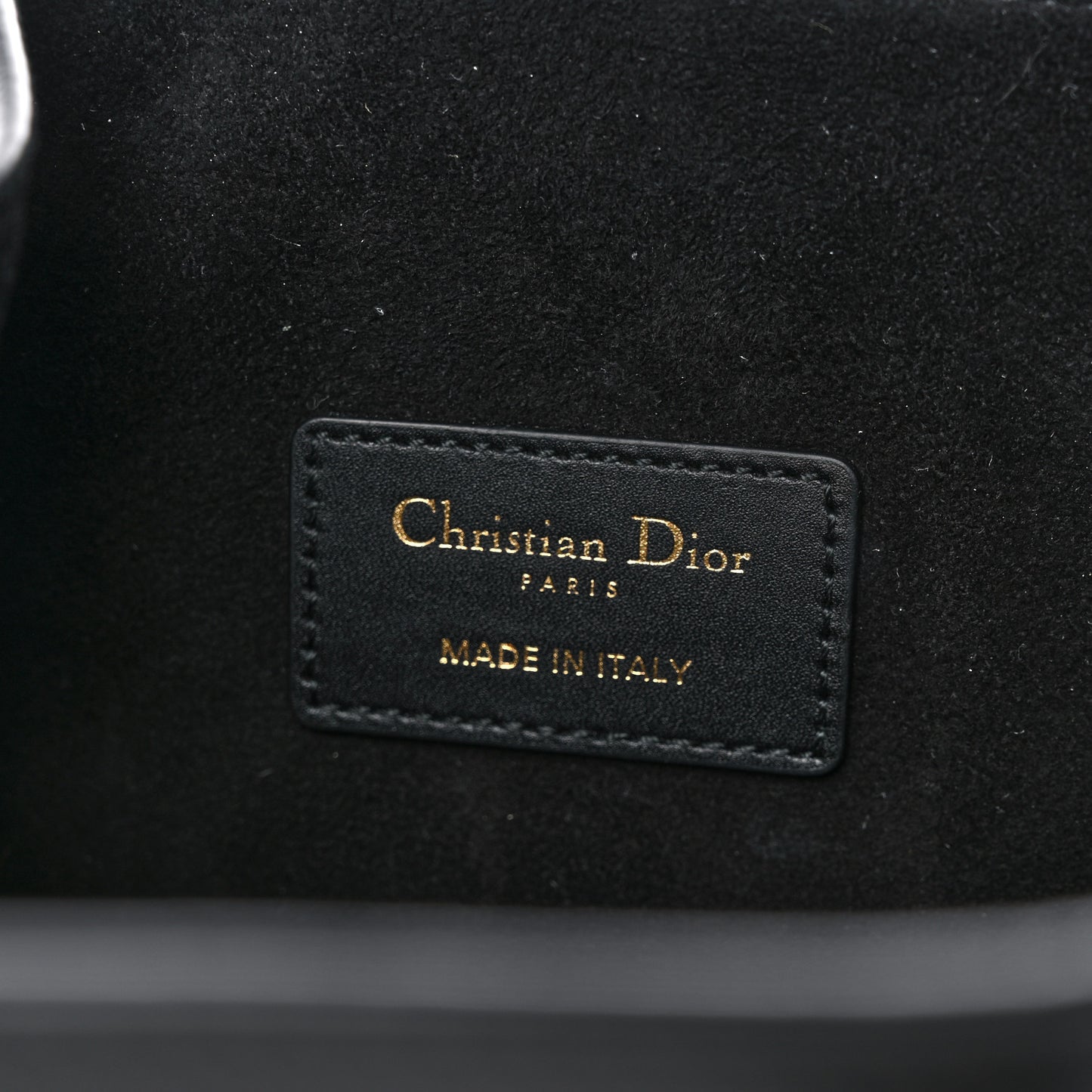 Calfskin CD Embossed Medium C'est Chain Bucket Bag Black