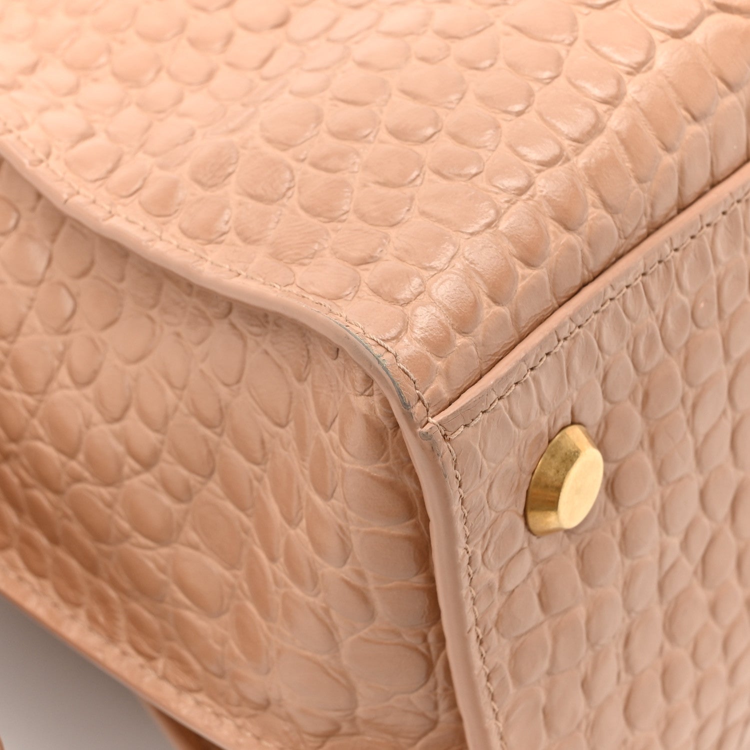 Balenciaga Extra Supple Calfskin Crocodile Embossed Neo Classic Gold Hardware S City  Nude Beige 11 of 14