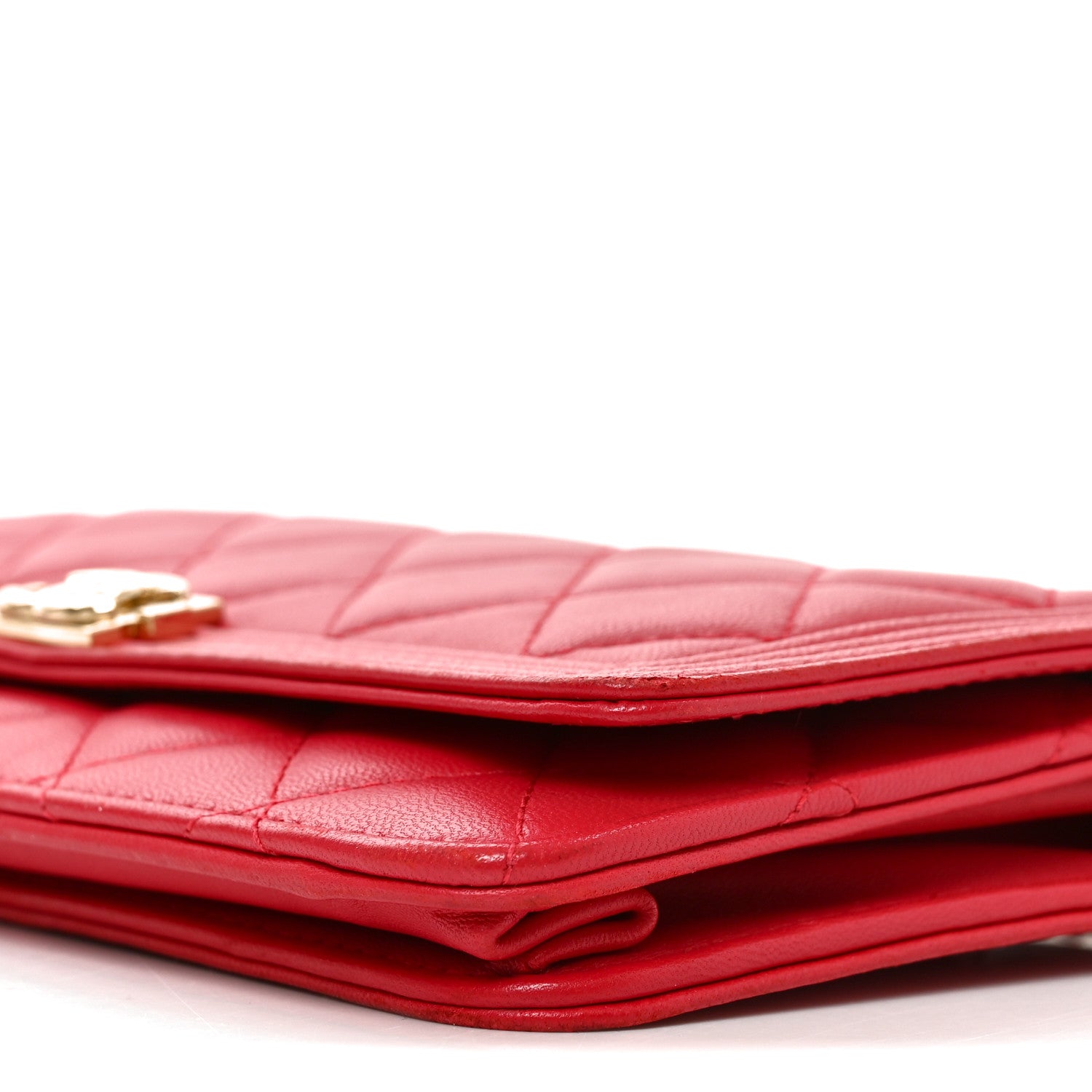 Chanel Lambskin Quilted Boy Wallet On Chain WOC Red 11 of 11