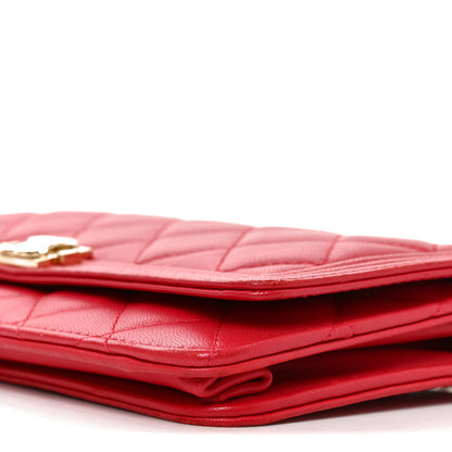 Chanel Lambskin Quilted Boy Wallet On Chain WOC Red 11 of 11