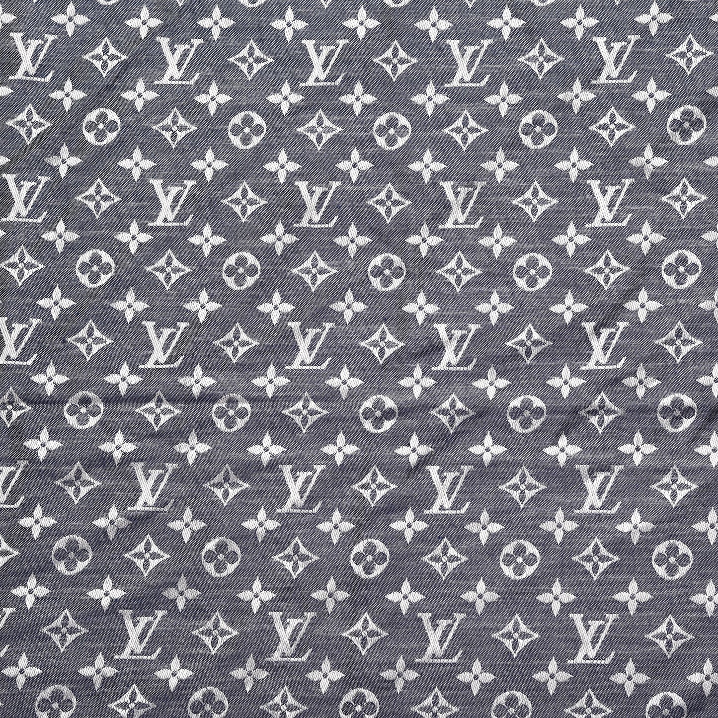 Silk Wool Monogram Denim Shawl Blue