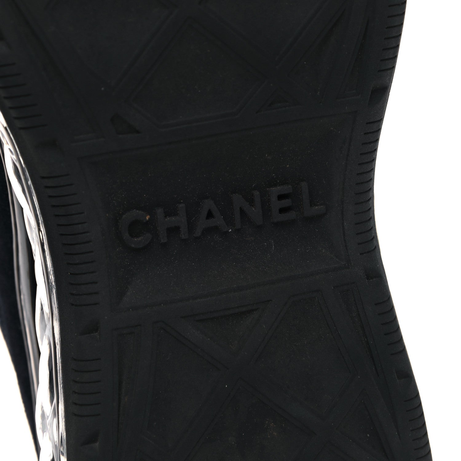 Chanel Suede Calfskin Velvet Grosgrain CC Sneakers 38 Navy Blue Black 6 of 8