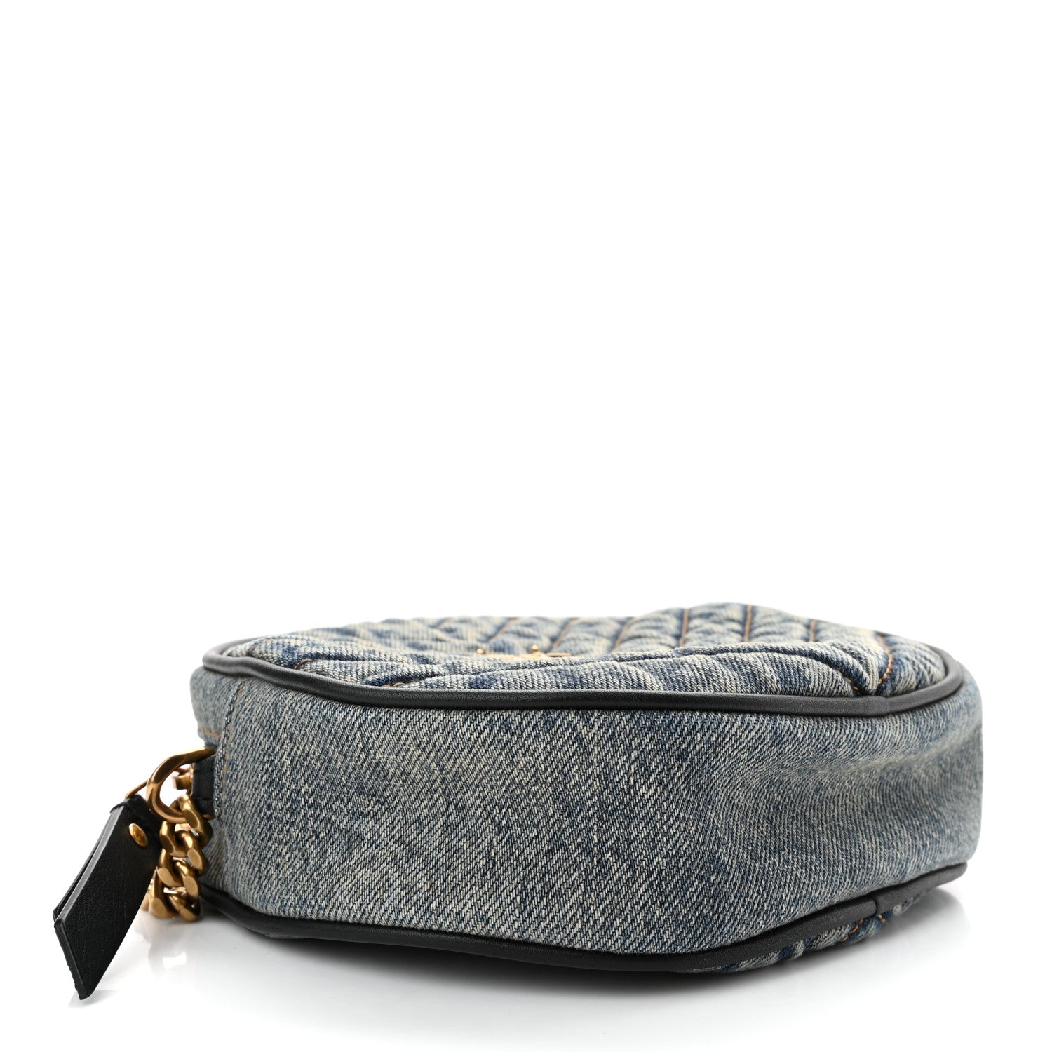 Saint Laurent Denim Quilted Monogram Round Crossbody Bag Rodeo Blue 4 of 10