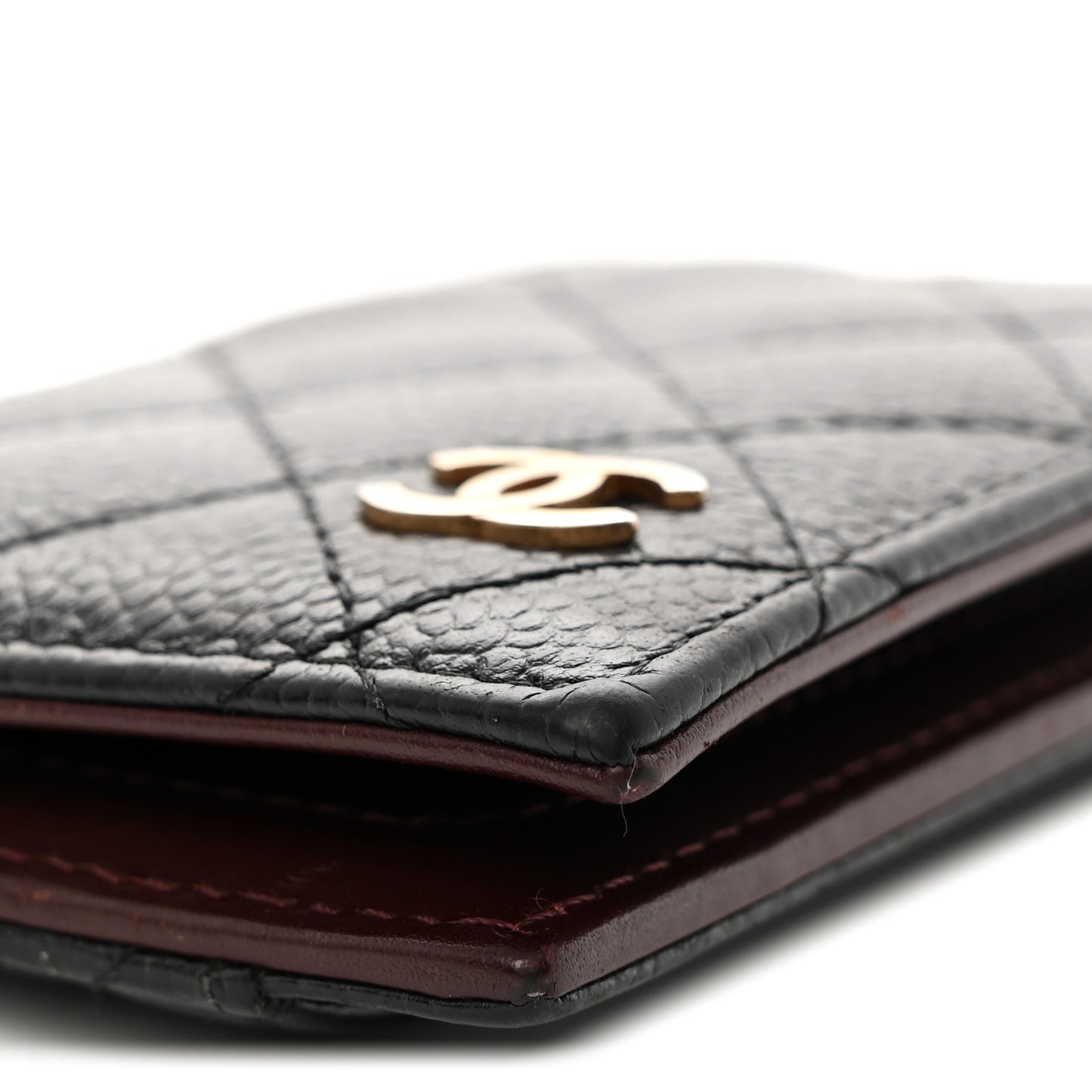 Caviar Quilted Card Holder Wallet Black