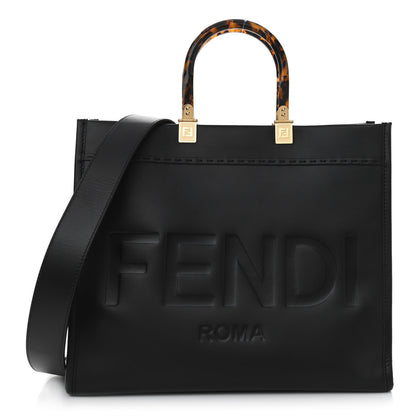Fendi Vitello King Plexiglass Medium Fendi Sunshine Shopper Tote Black 1 of 11