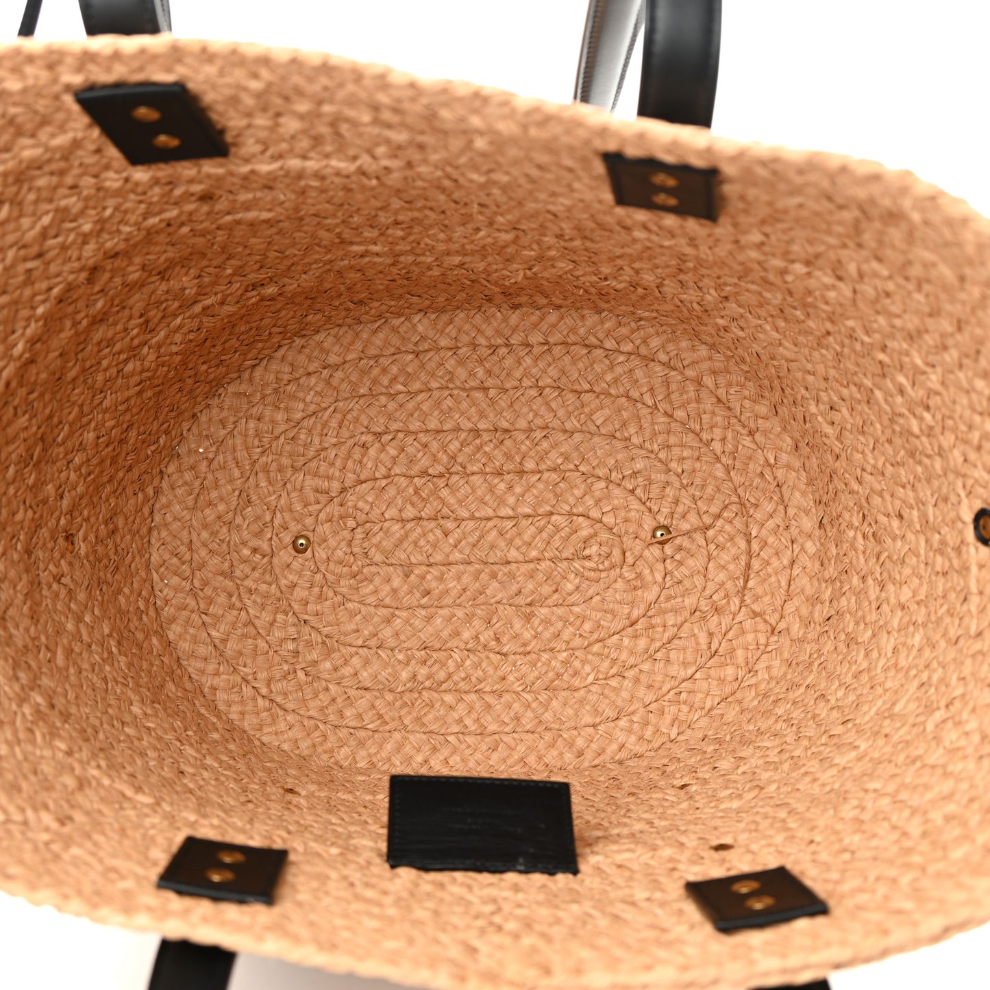 Raffia Calfskin Caged Tote Naturale Black