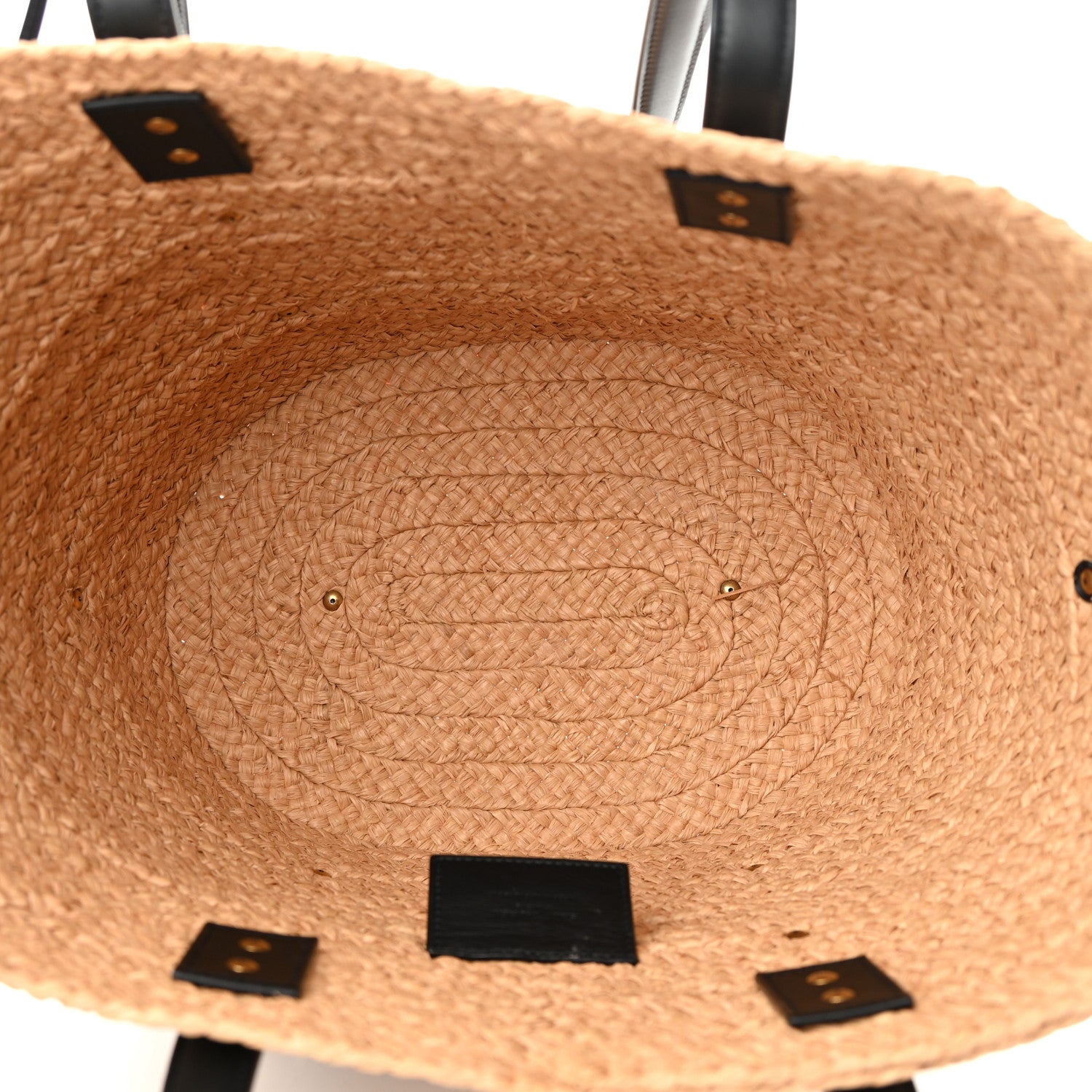 Saint Laurent Raffia Calfskin Caged Tote Naturale Black 5 of 11