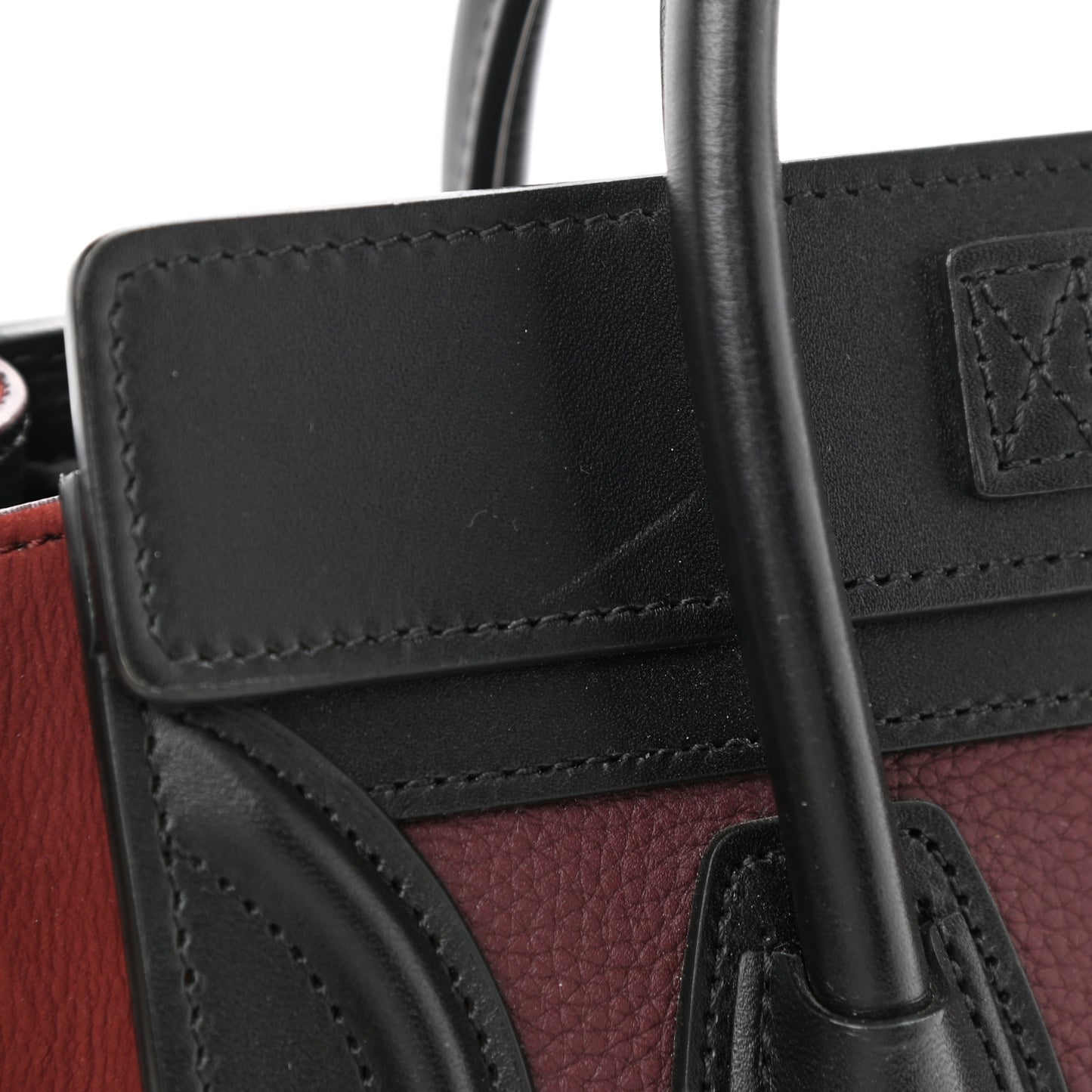 Baby Grained Calfskin Nubuck Tri-Color Nano Luggage Burgundy Wine